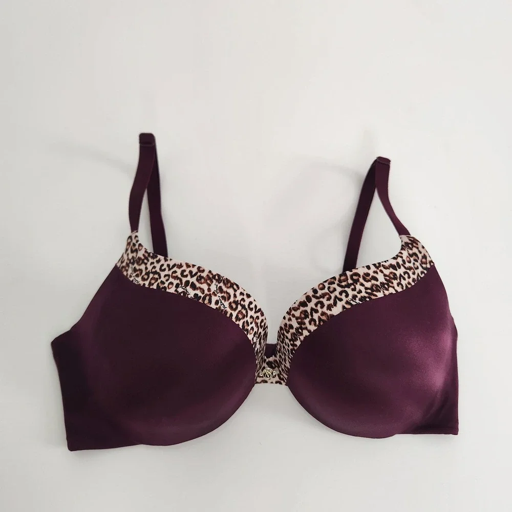Victoria's Secret Padded underwire Push-Up Bra 34C Burgundy‎ satin